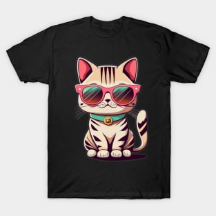 Funny Cat with sunglasses cartoon T-Shirt